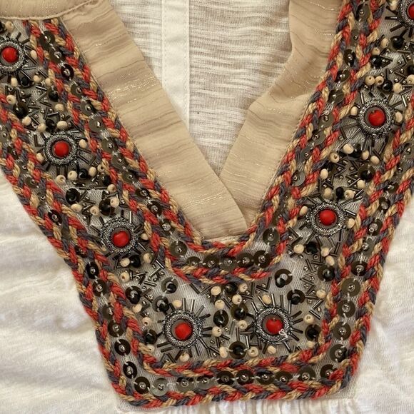 Anthropologie Meadow Rue Embroidered Embellished Bohemian Top Size S - Picture 10 of 12